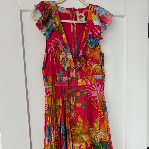 Farm Rio Tropical Print Ruffle Midi Dress - Picture 4 of 8
